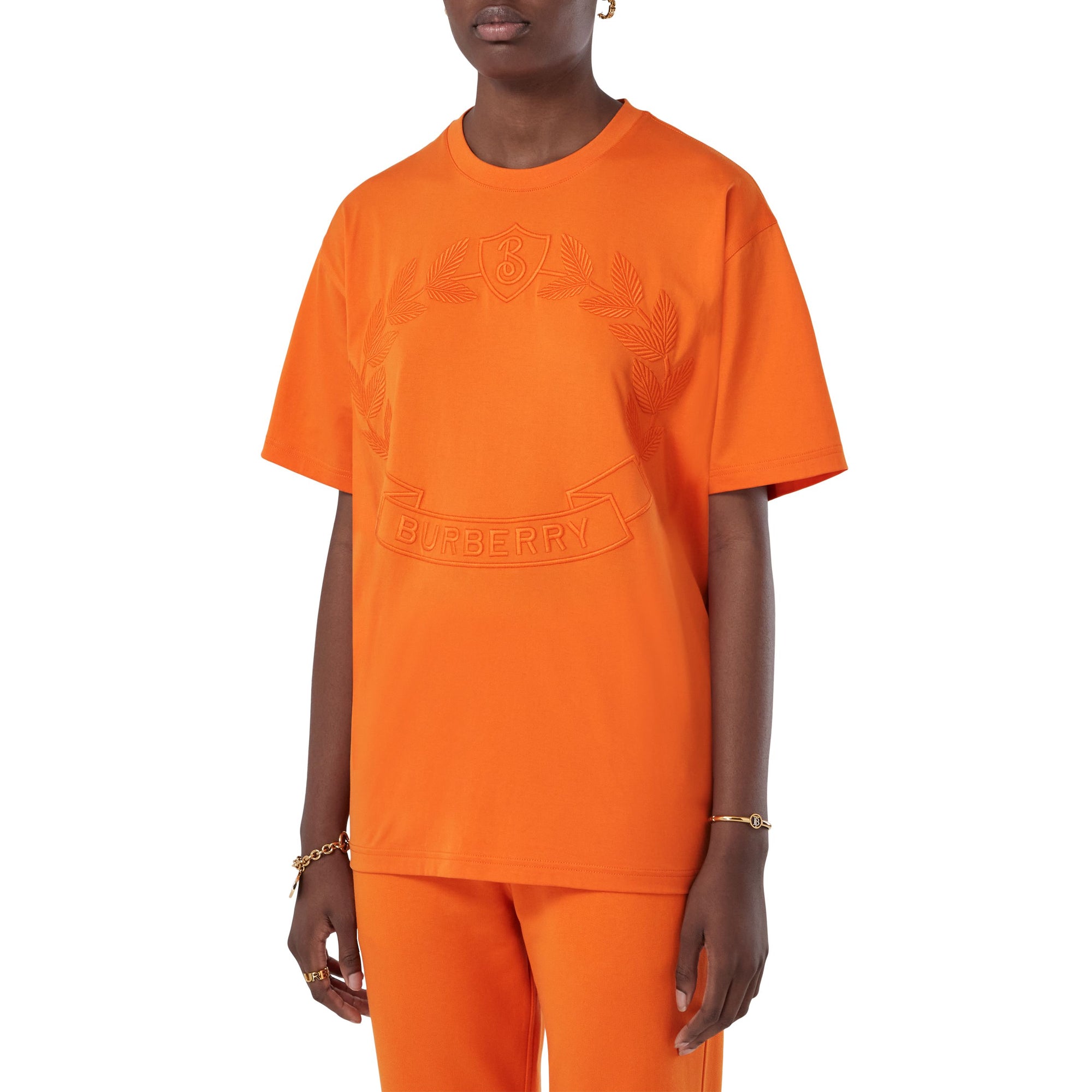 1 qty T-shirt oversize à écusson en feuille de chêne - Bright Orange