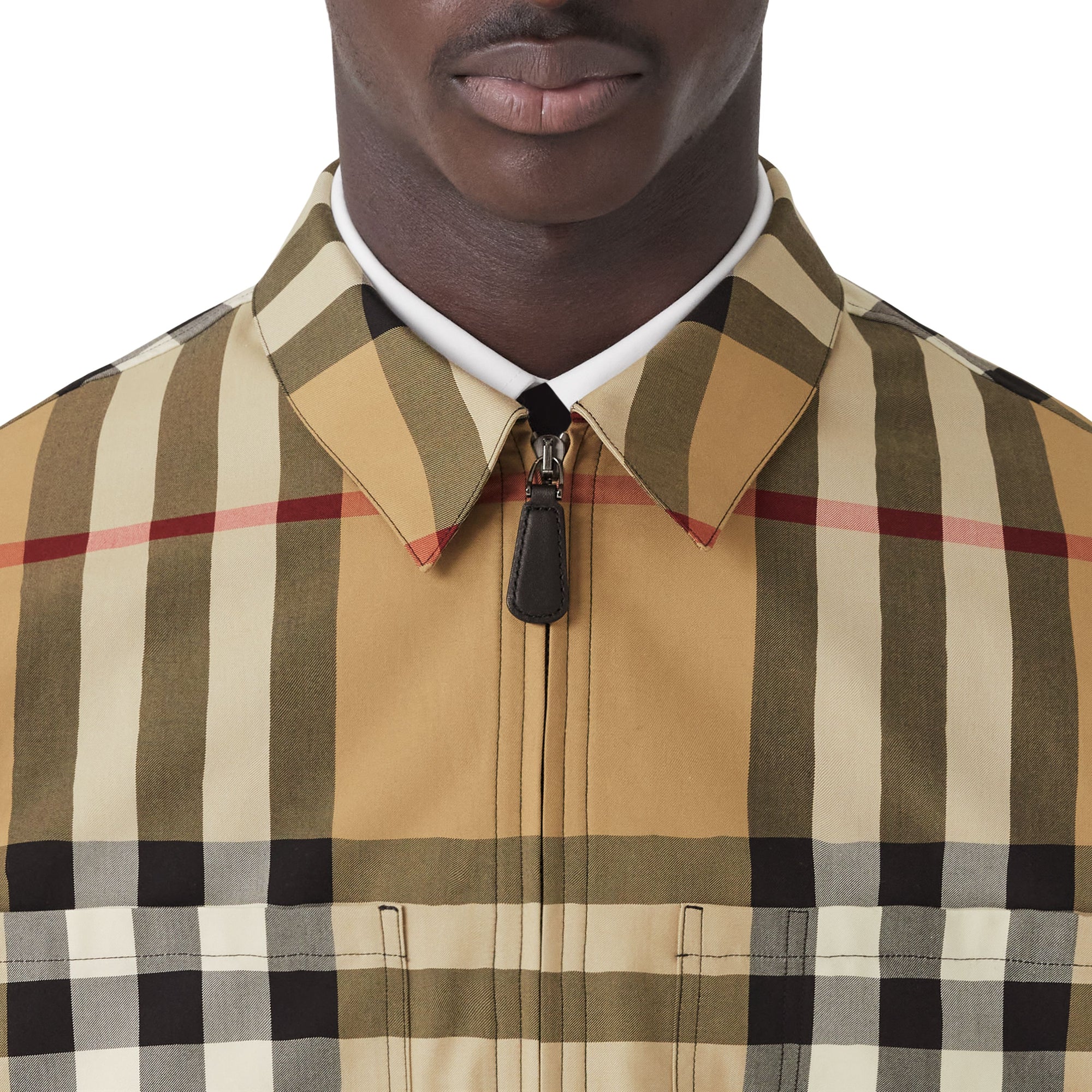 Oversized cotton shirt with exaggerated checks - Archive Beige Check