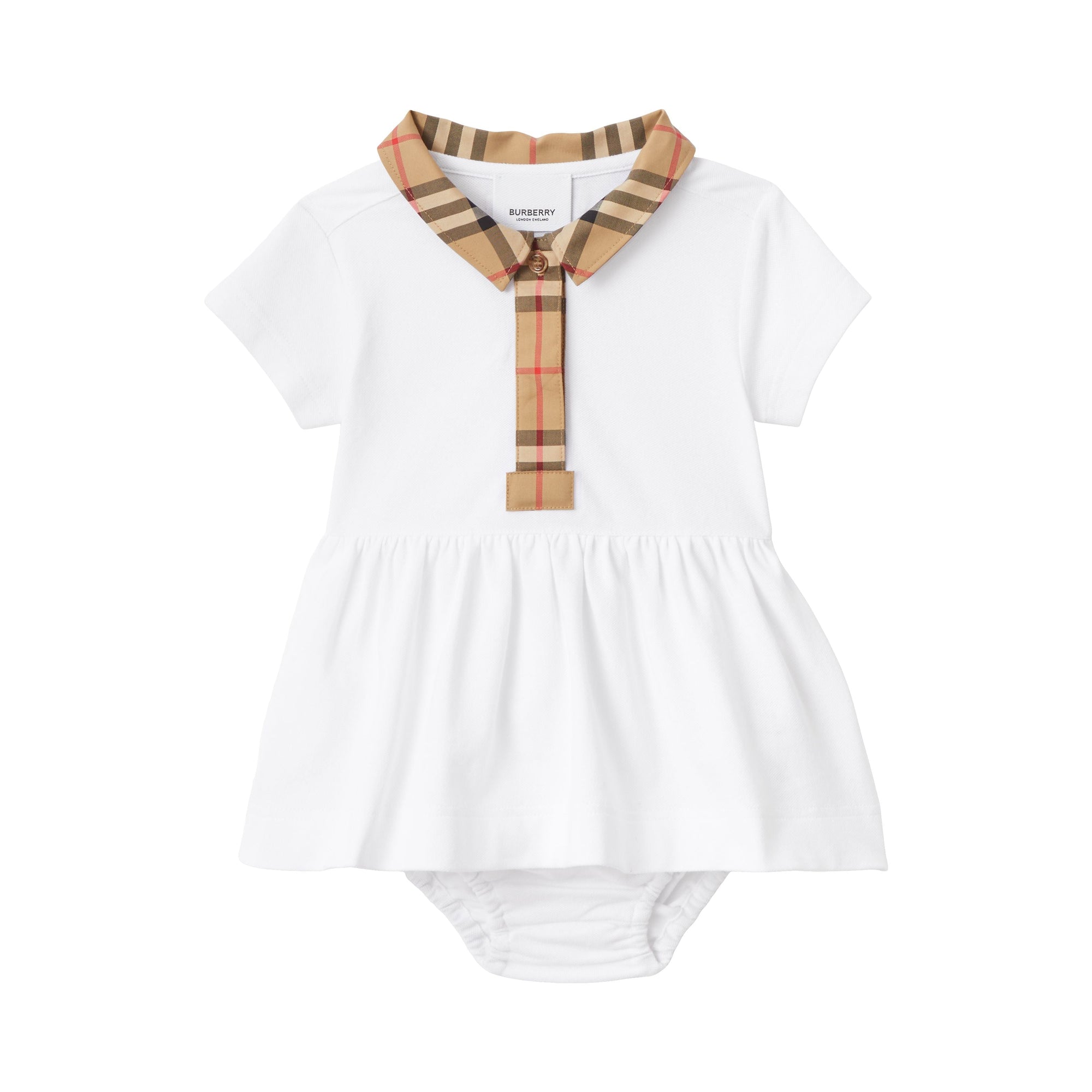 1 qty Robe en piqué de coton stretch - White