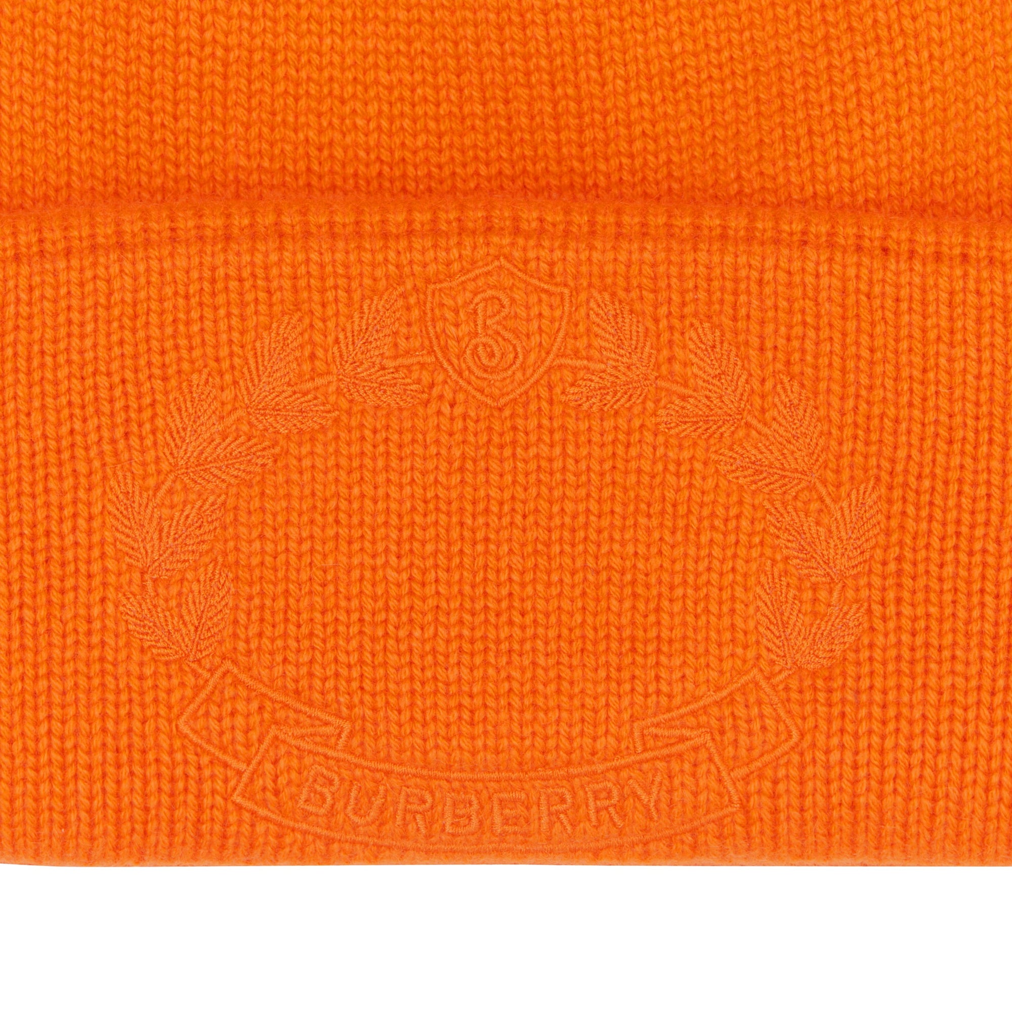 1 qty Bonnet en cachemire à écusson feuille de chêne brodé - Bright Orange