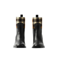 5 qty Bottines en cuir à motif check - Black & Darkbirchbrown