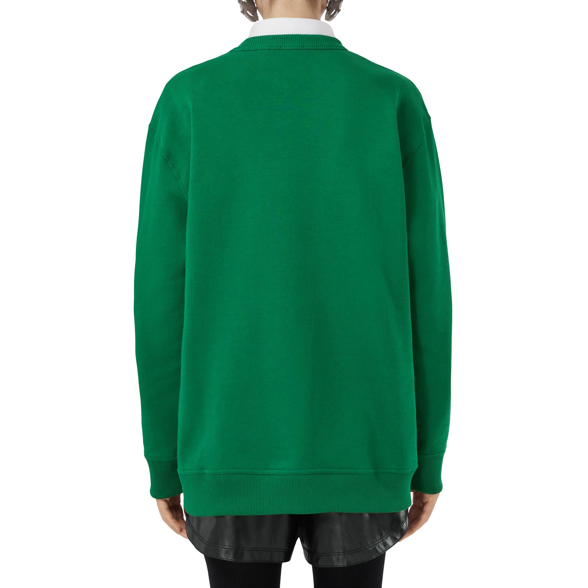 2 qty Sweat-shirt oversize en coton à motif campus - Deep Pine Green