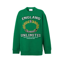 2 qty Sweat-shirt oversize en coton à motif campus - Deep Pine Green