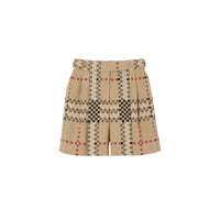 7 qty Short en laine à motif check pixelisé - Archive Beige Check