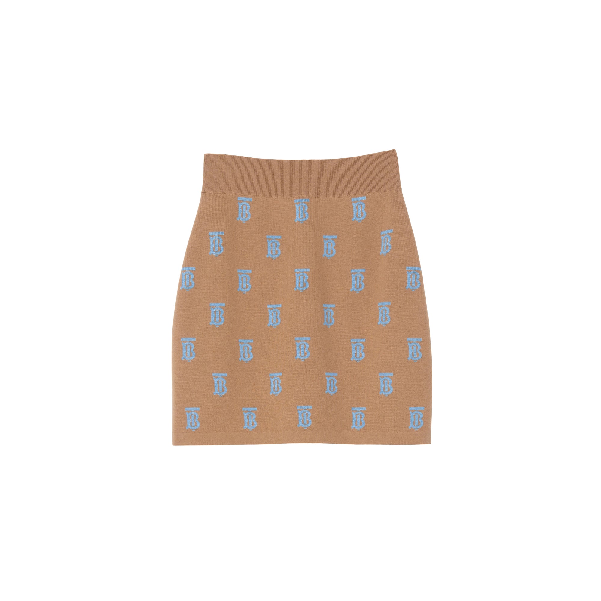 4 qty Mini jupe en jacquard de laine et soie mélangées - Camel