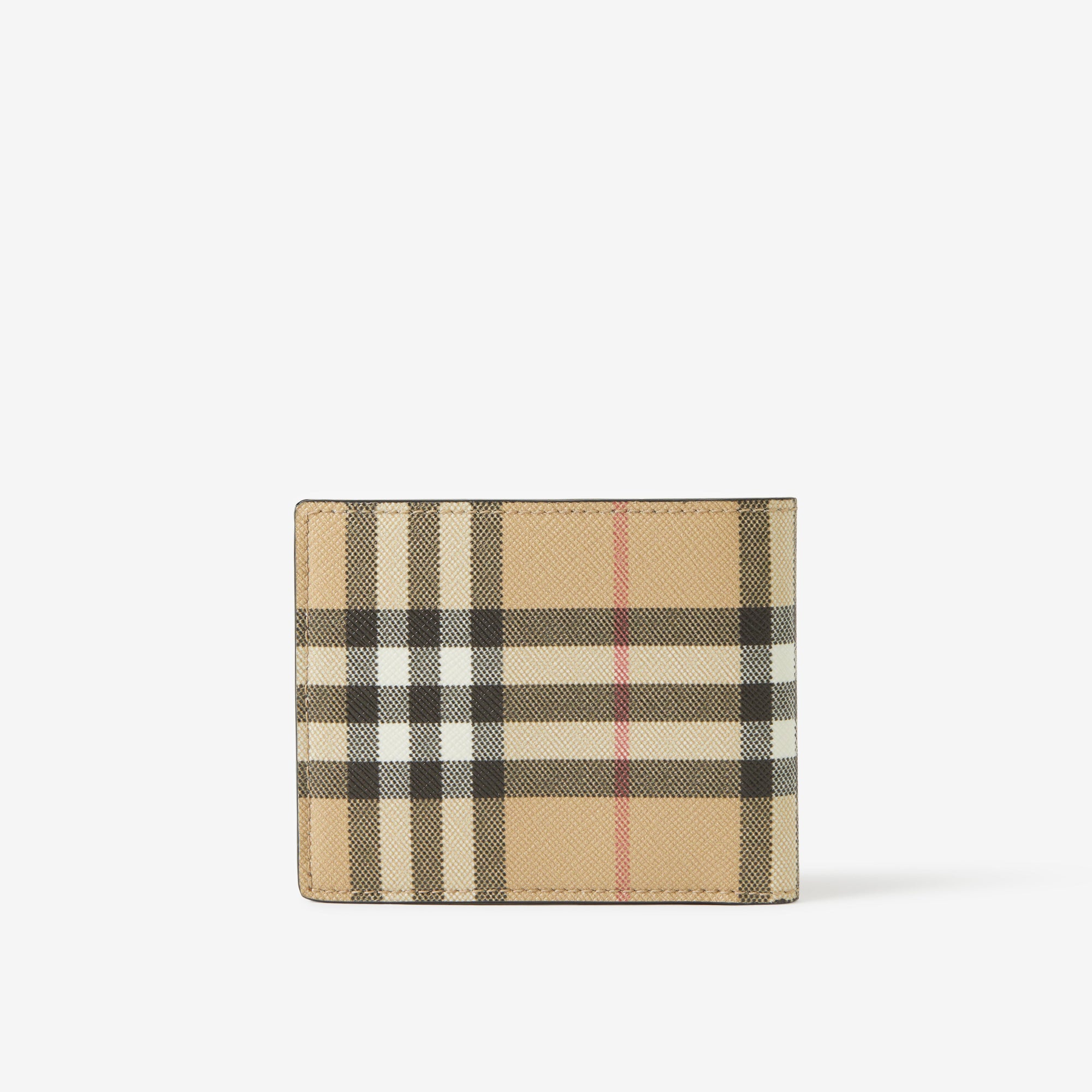 1 qty Portefeuille slim en cuir à motif Vintage check - Archive Beige