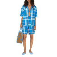 6 qty Chemise en soie à carreaux exagérés - Vivid Blue Check