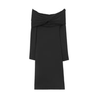 9 qty Robe froncée à épaules dénudées - Black