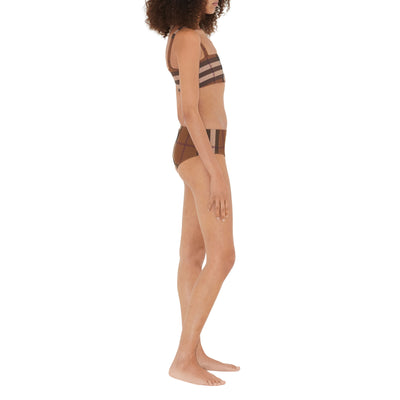 Bikini à encolure carrée stretch à motif Check - Dark Birch Brown Check