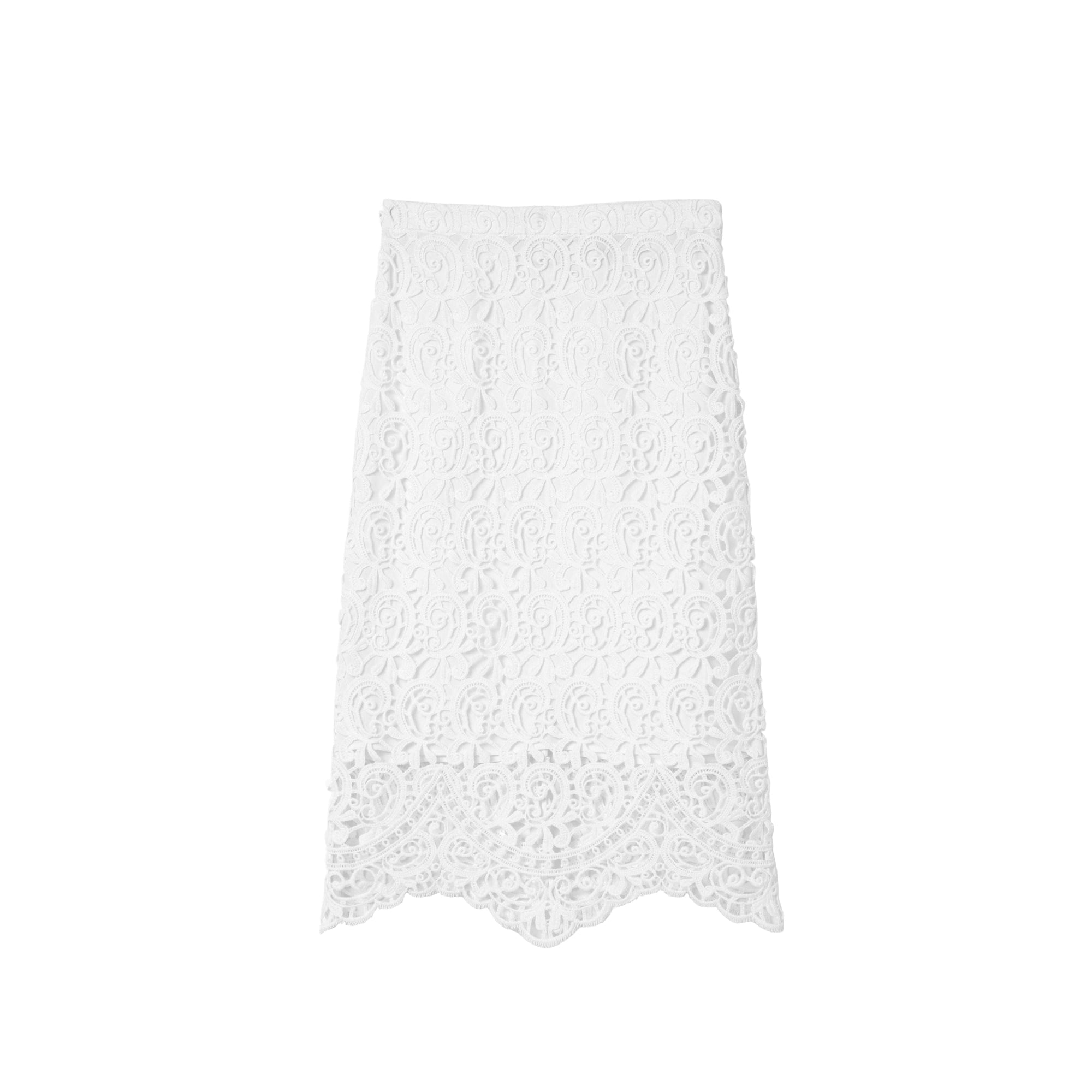 13 qty Jupe crayon en dentelle macramé - Optic White