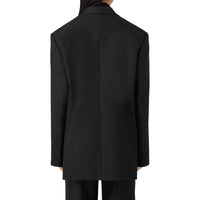 1 qty Veste tailleur en laine et ramie à chaîne - Black