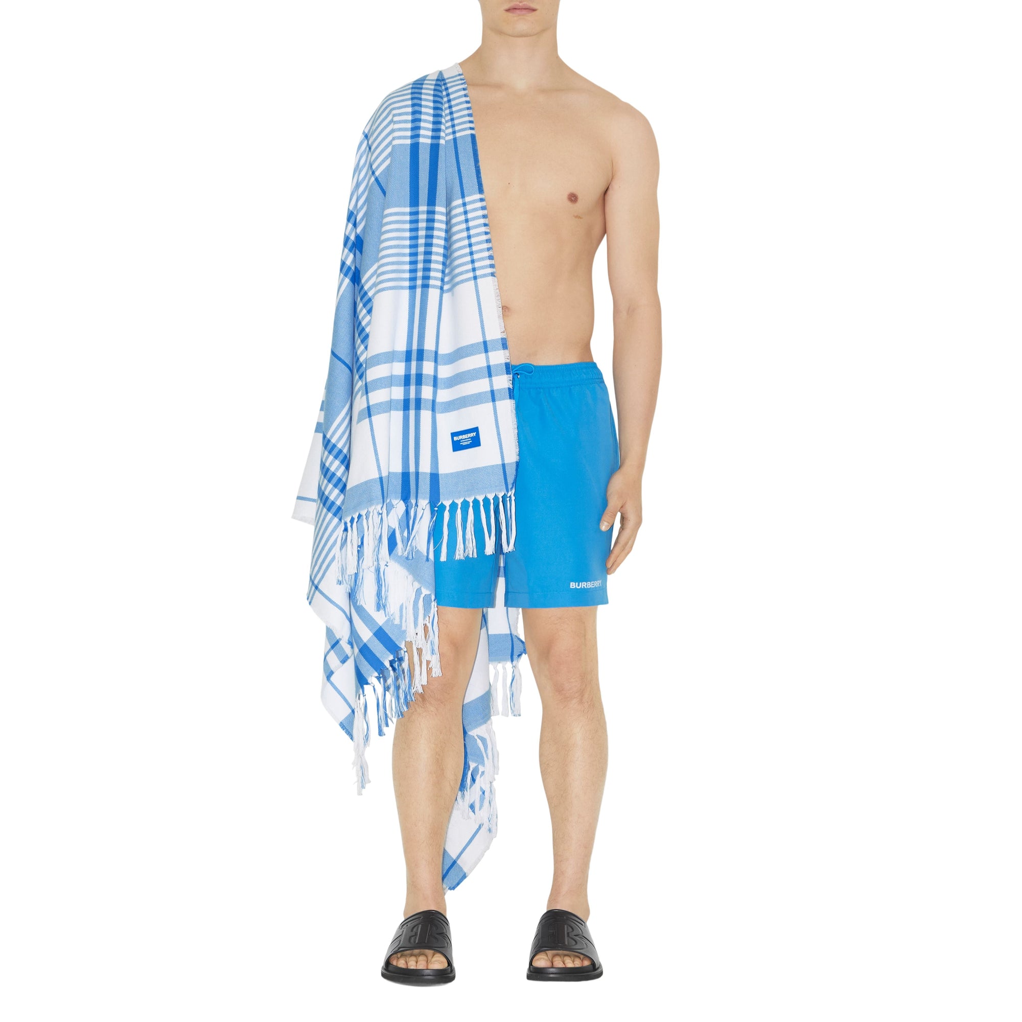 67 qty Drap de plage à motif check - Vivid Blue & White