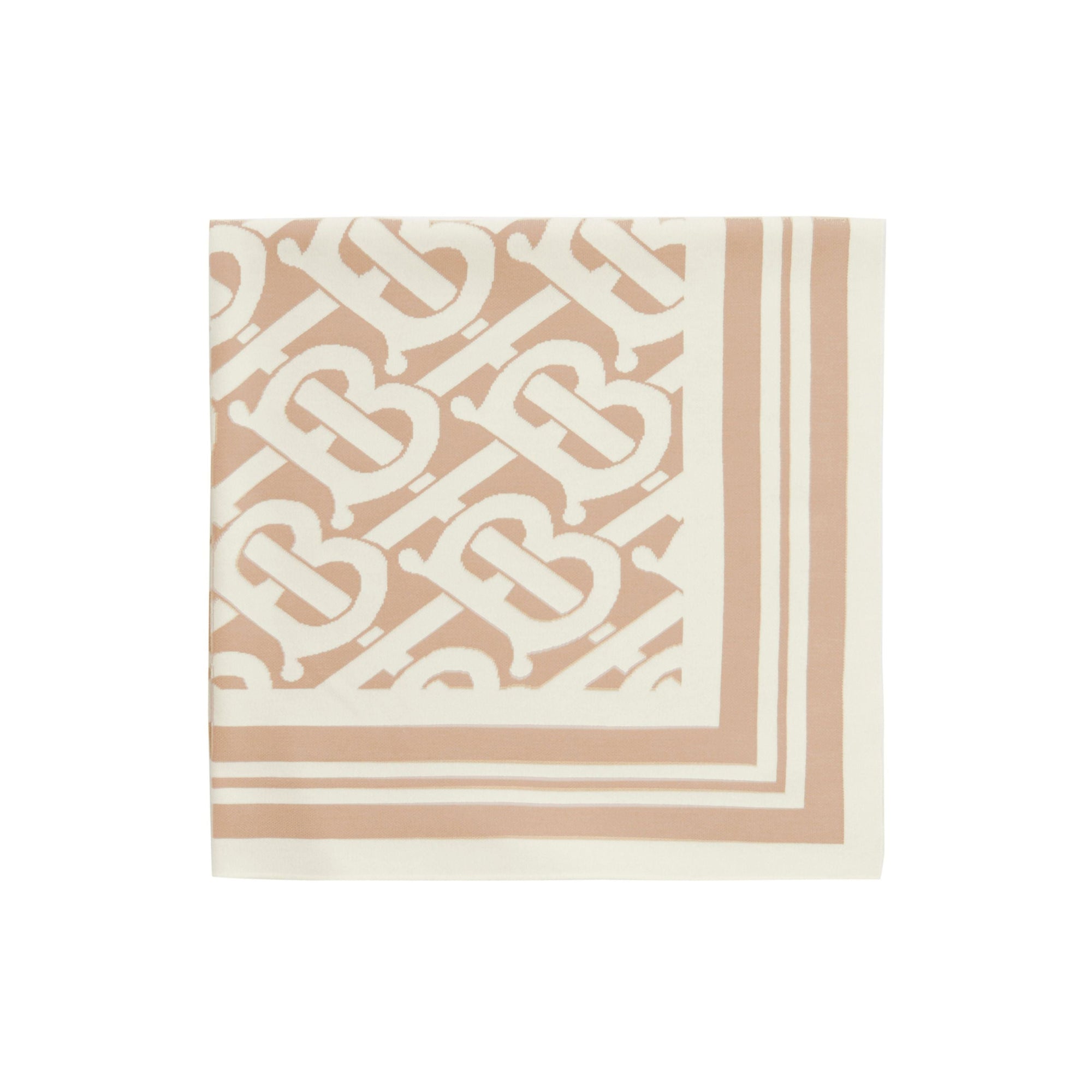 Couverture en soie et coton mélangés Monogram - Almond Beige