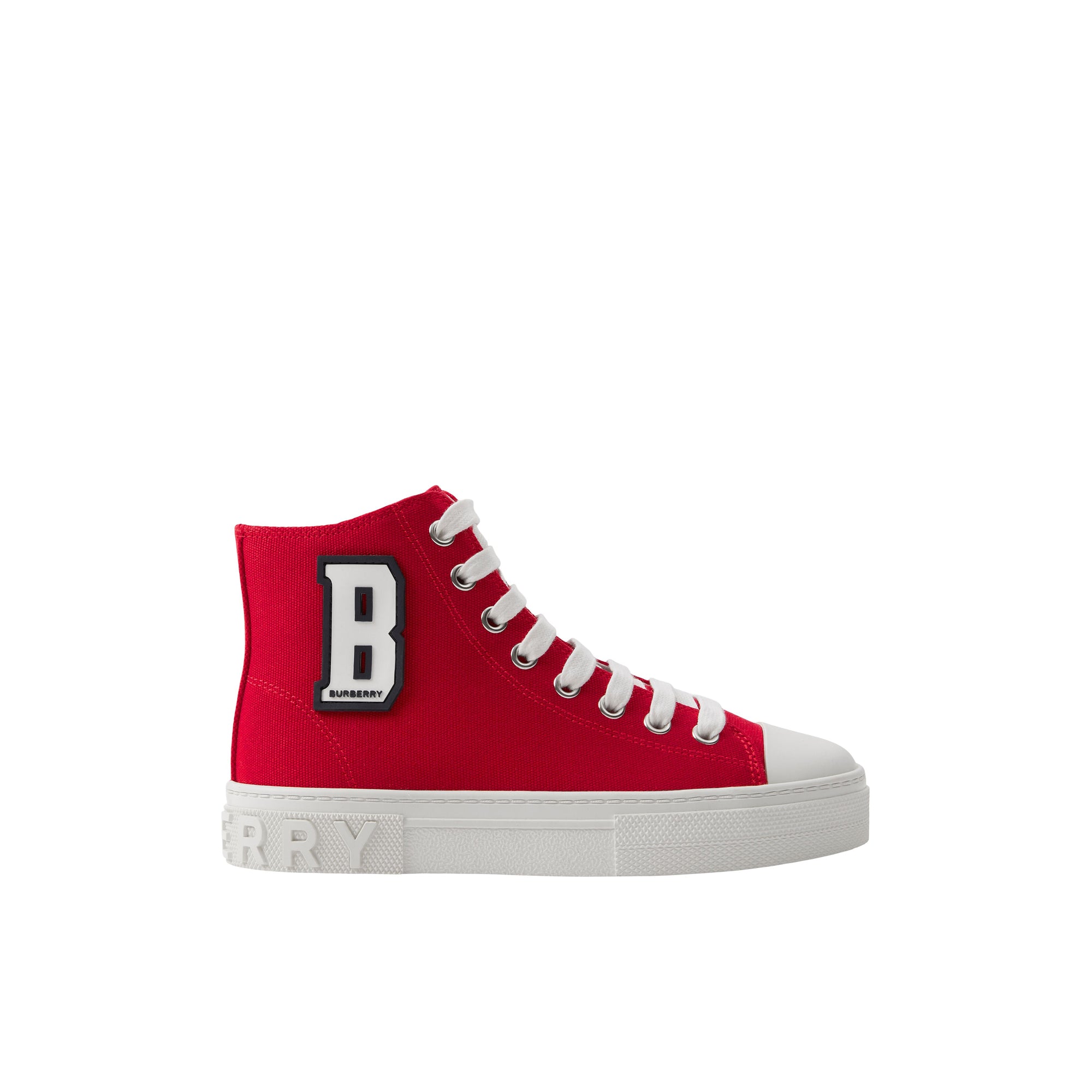 2 qty Sneakers montantes en coton à lettre - Bright Red