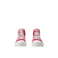 2 qty Sneakers montantes en coton à lettre - Bright Red