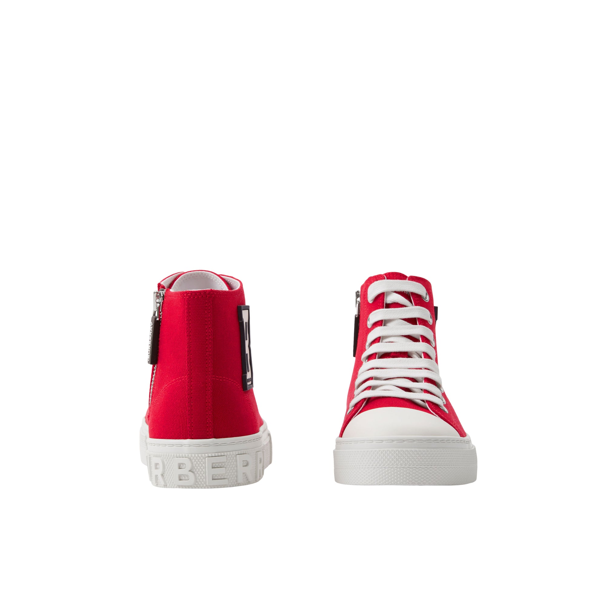 2 qty Sneakers montantes en coton à lettre - Bright Red