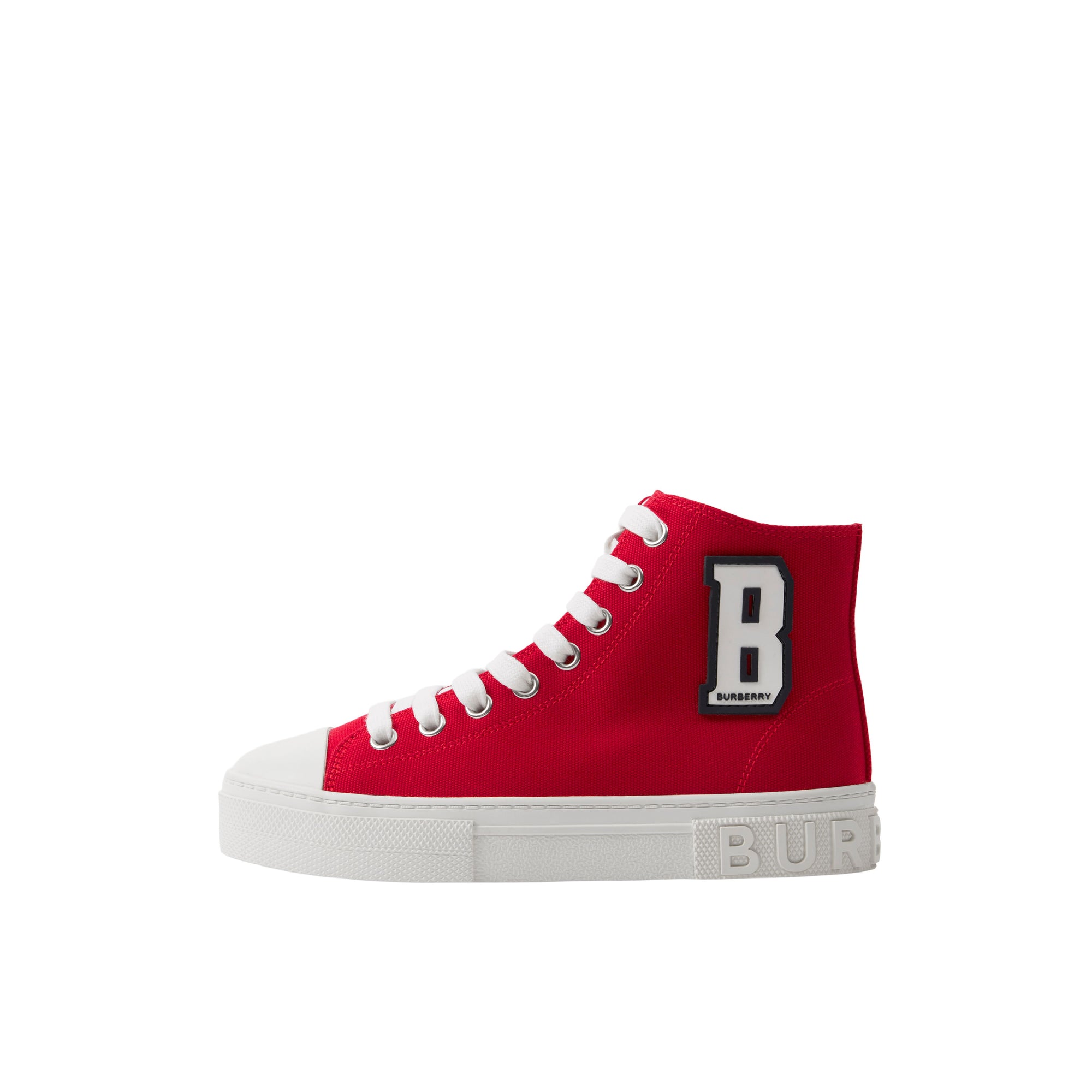 2 qty Sneakers montantes en coton à lettre - Bright Red