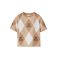 12 qty T-shirt en coton argyle Thomas Bear - Soft Fawn Pattern