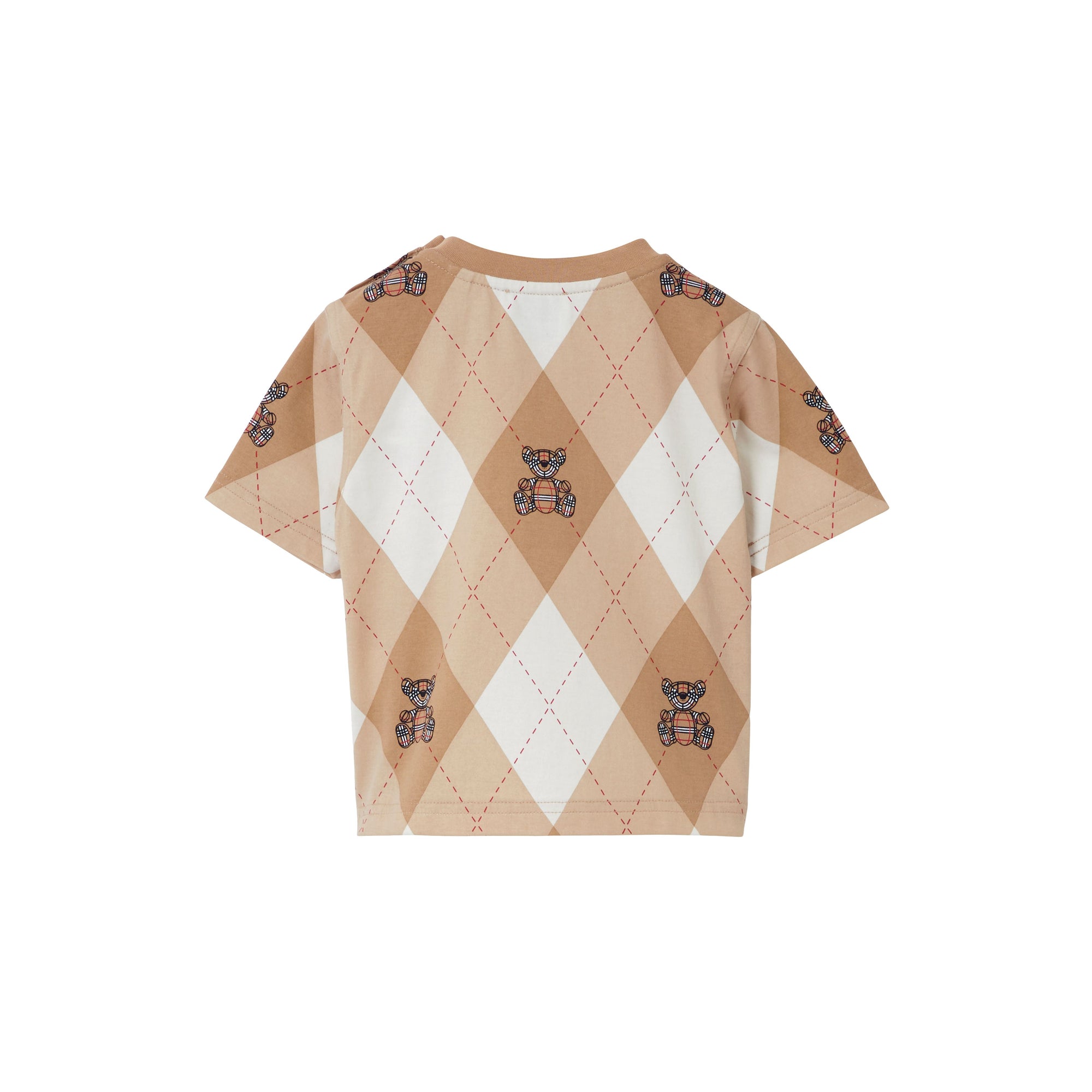 12 qty T-shirt en coton argyle Thomas Bear - Soft Fawn Pattern