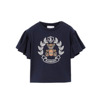 10 qty T-shirt en coton à imprimé Thomas Bear - Deep Charcoal Blue