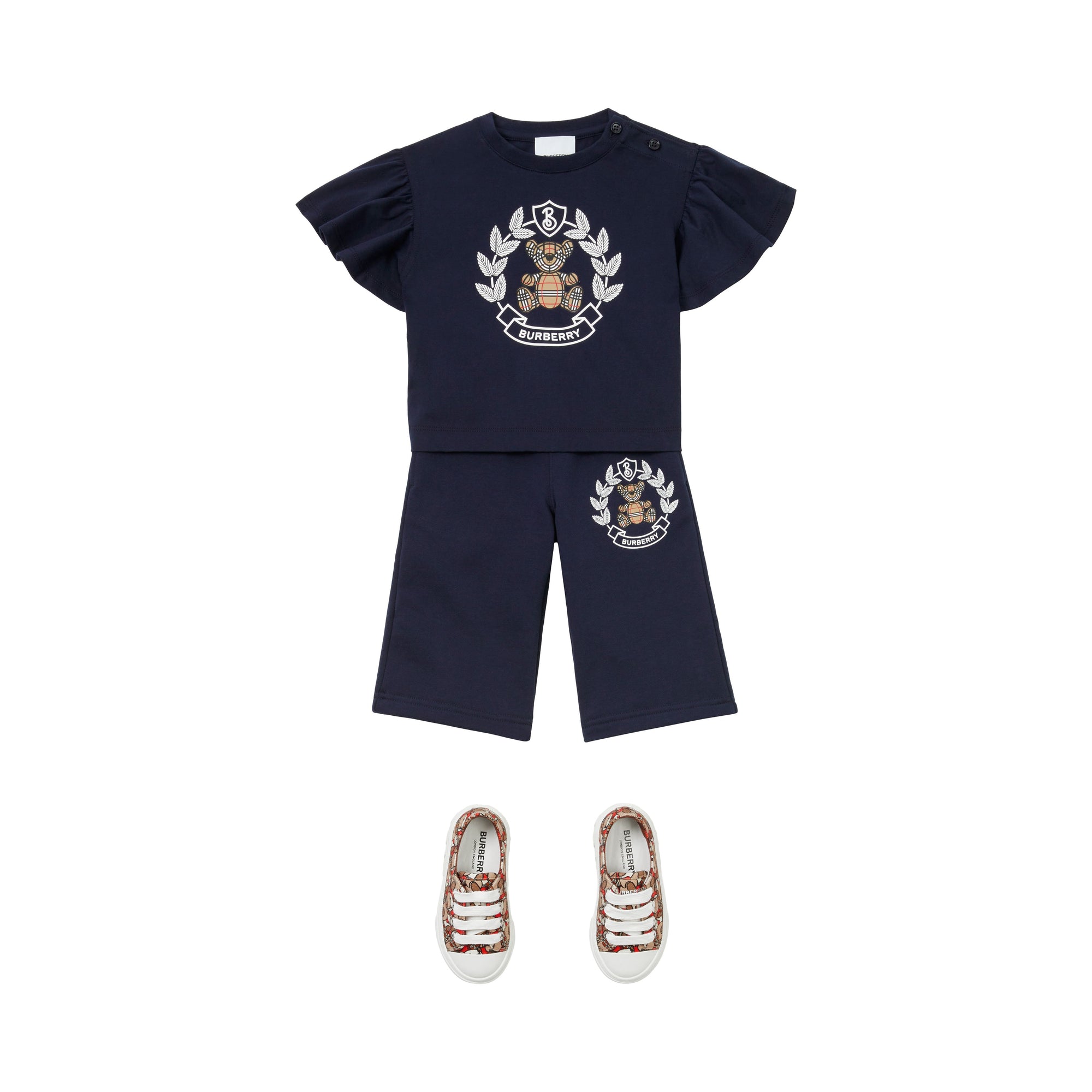 10 qty T-shirt en coton à imprimé Thomas Bear - Deep Charcoal Blue