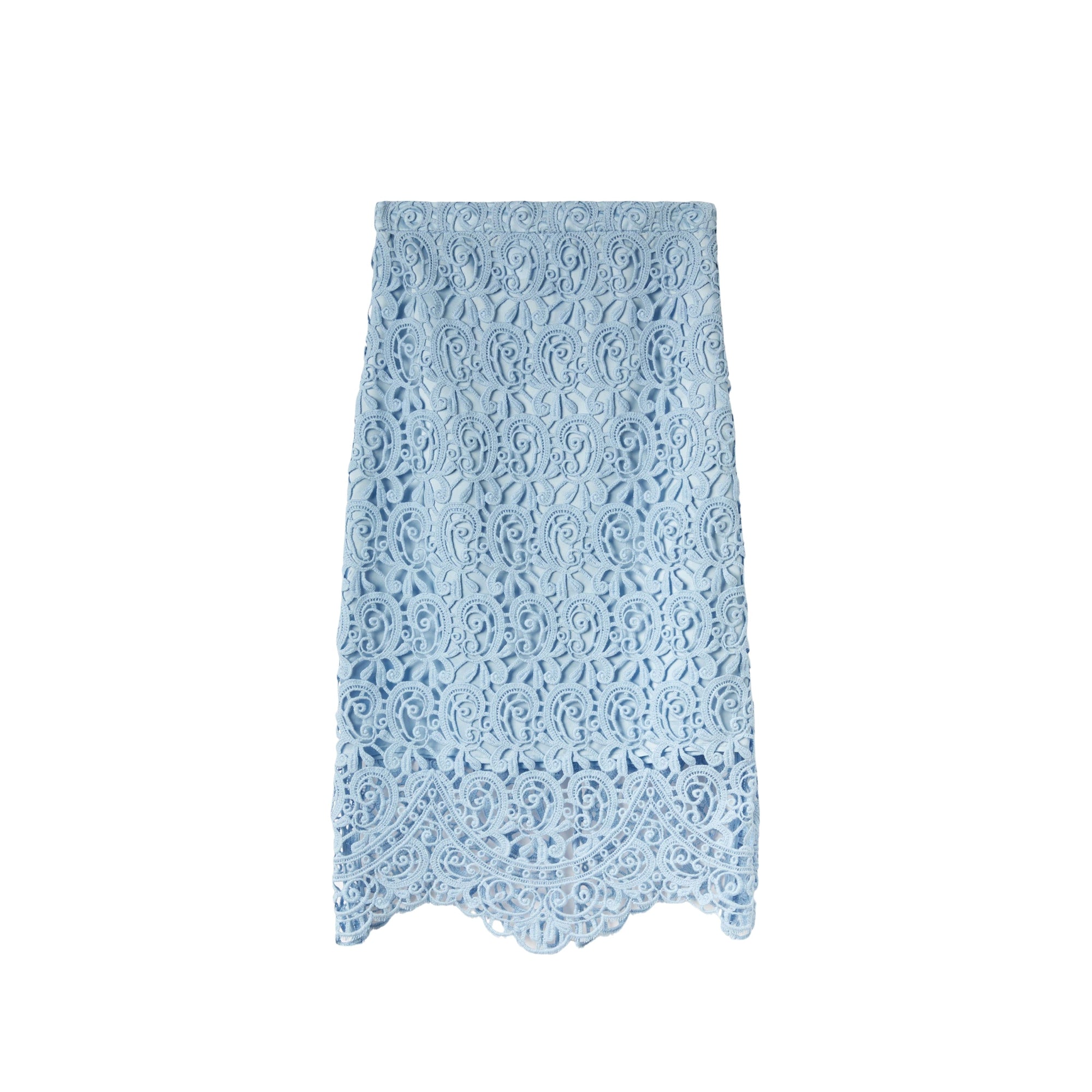 51 qty Jupe crayon en dentelle macramé - Pale Blue