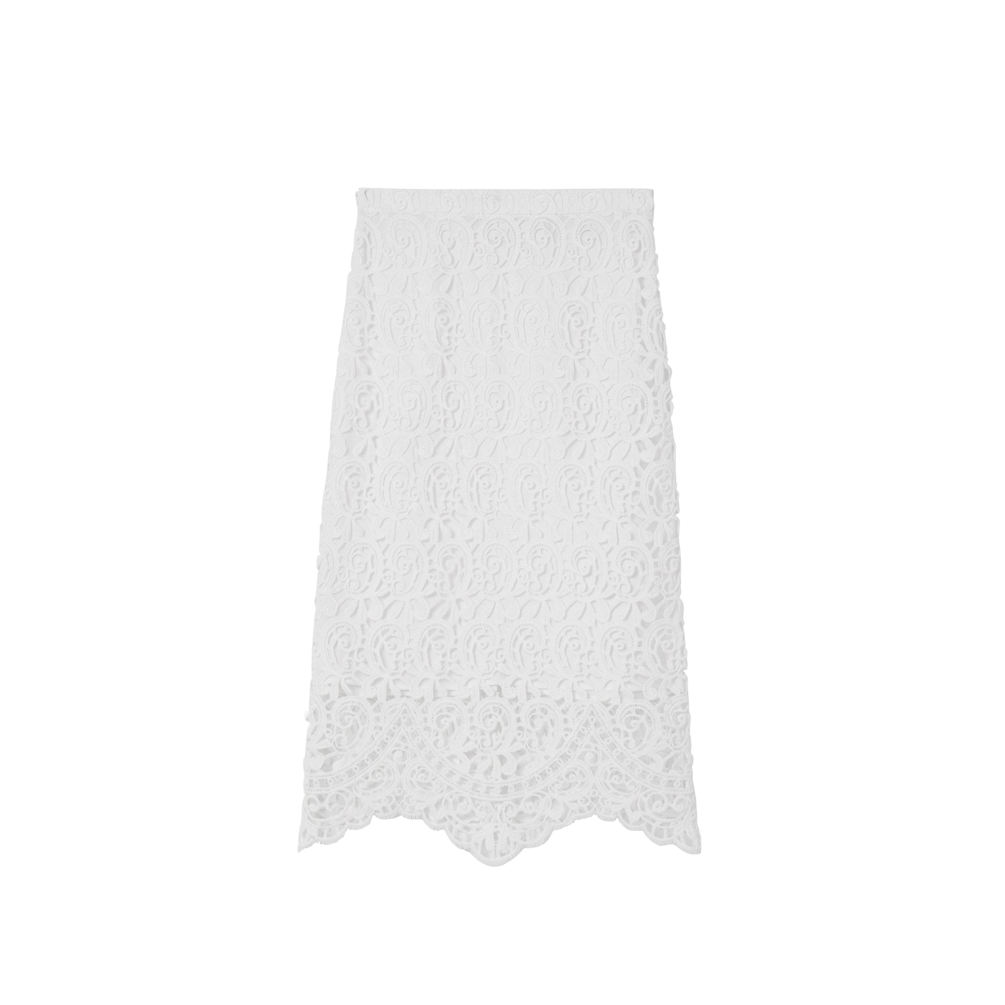 51 qty Jupe crayon en dentelle macramé - Optic White