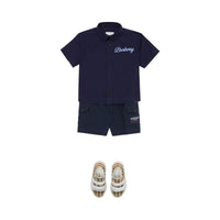 2 qty Chemise en coton stretch à logo manuscrit - Deep Charcoal Blue