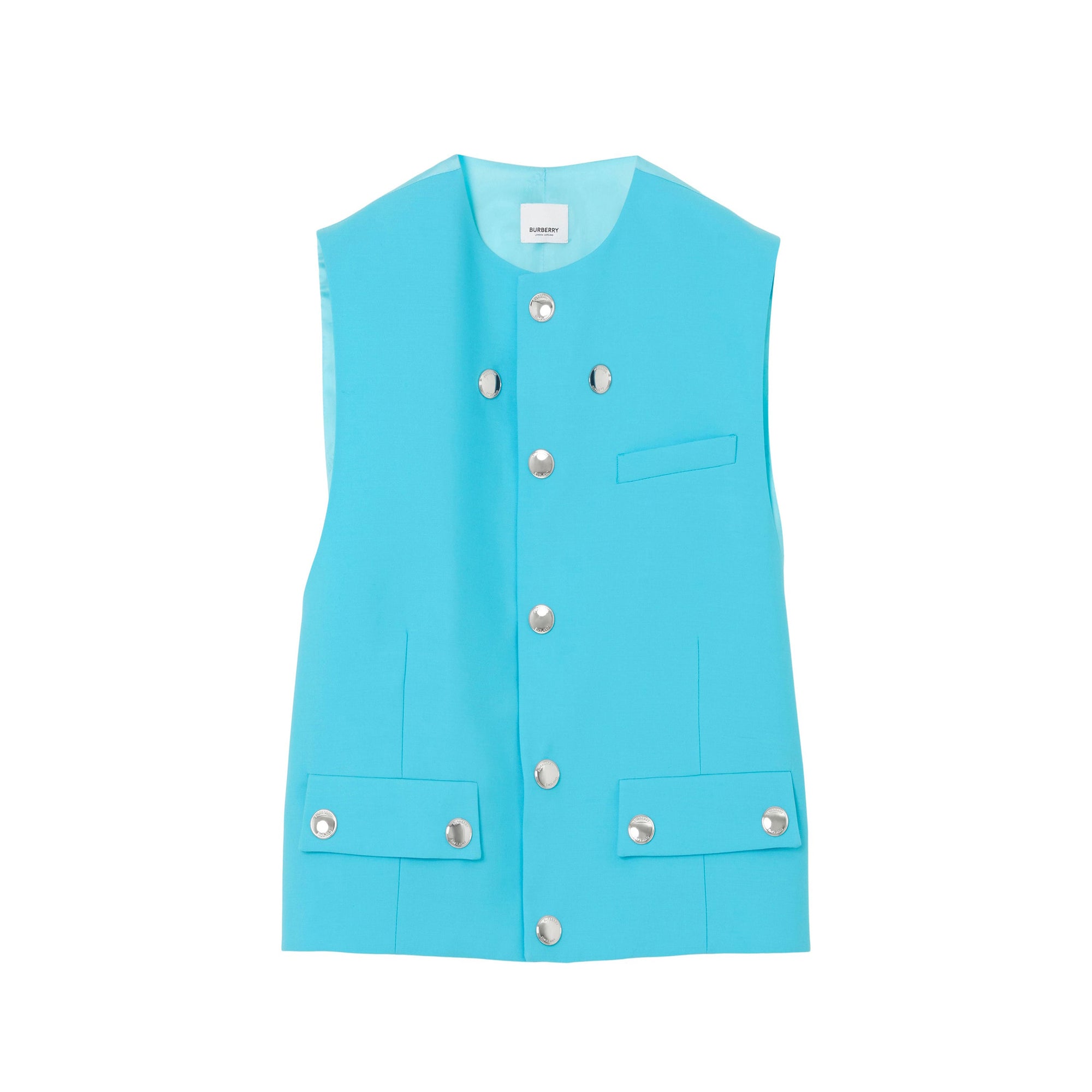 7 qty Gilet à boutons-pression en laine - Bright Opal Blue