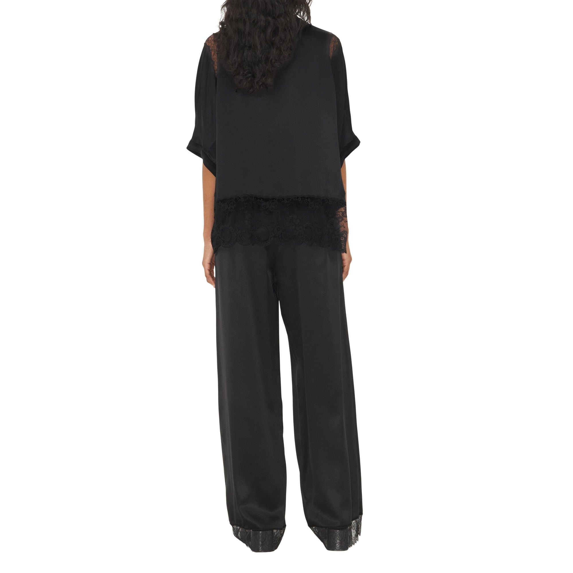 23 qty Pantalon ample en soie - Black