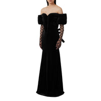 2 qty Robe en velours à nœud - Black