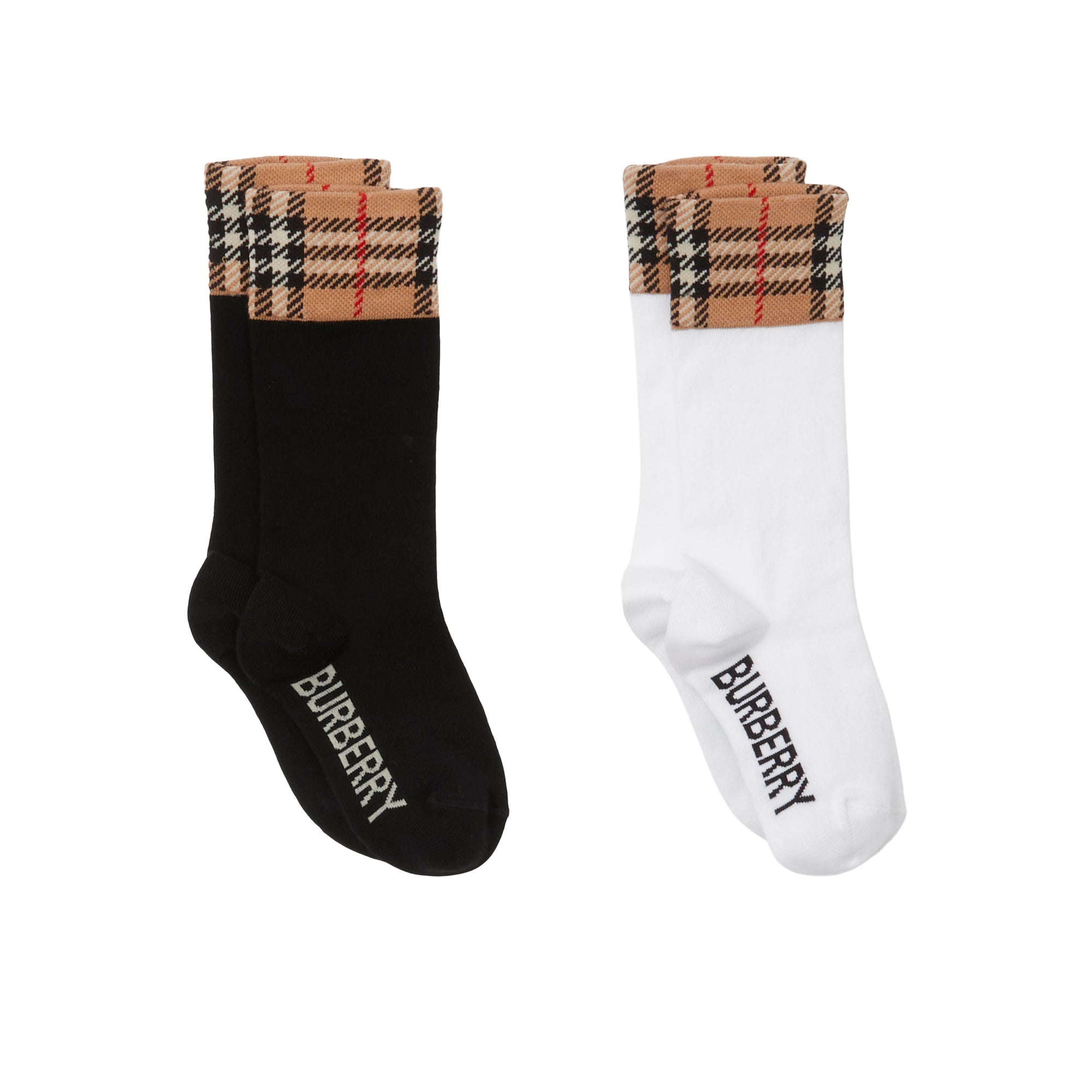 7 qty Set de deux paires de chaussettes à motif check - Black & White