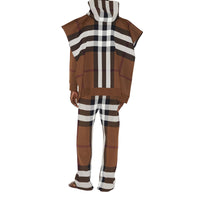 18 qty Sweat à capuche oversize sans manches - Dark Birch Brown Check