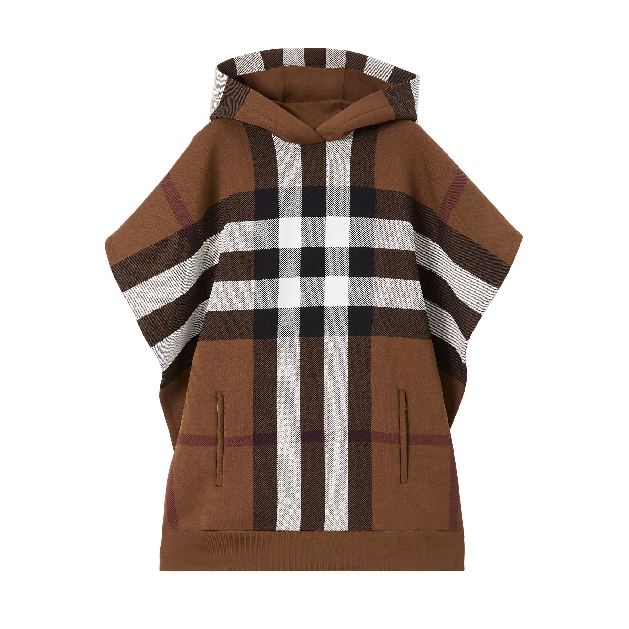 18 qty Sweat à capuche oversize sans manches - Dark Birch Brown Check