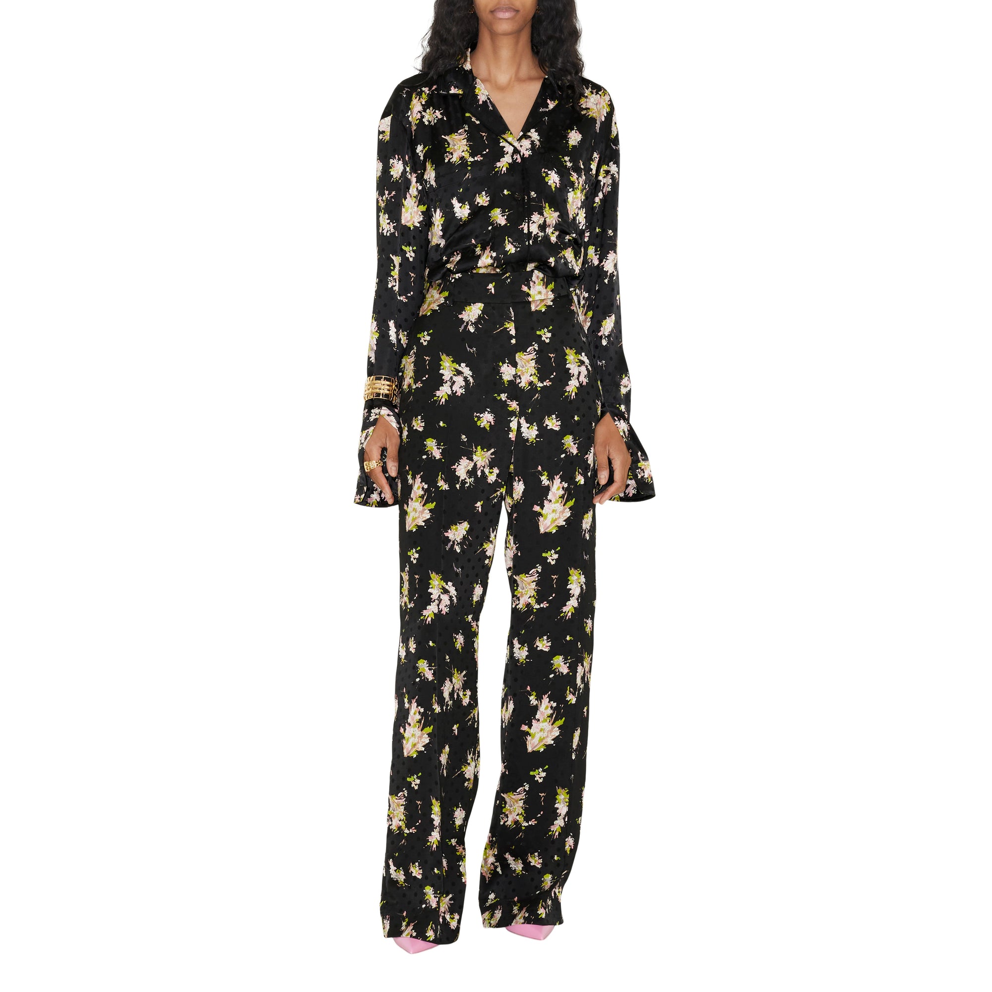 6 qty Chemise pyjama à imprimé floral - Black