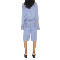 2 qty Chemise pyjama rayée en soie - Blue & White Stripe