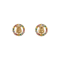 5 qty Boucles d'oreilles plaquées or monogramme - Light Gold & Multicolor