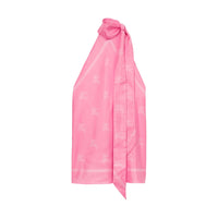 1 qty Top foulard en soie à emblème cavalier brodé - Bubblegum Pink