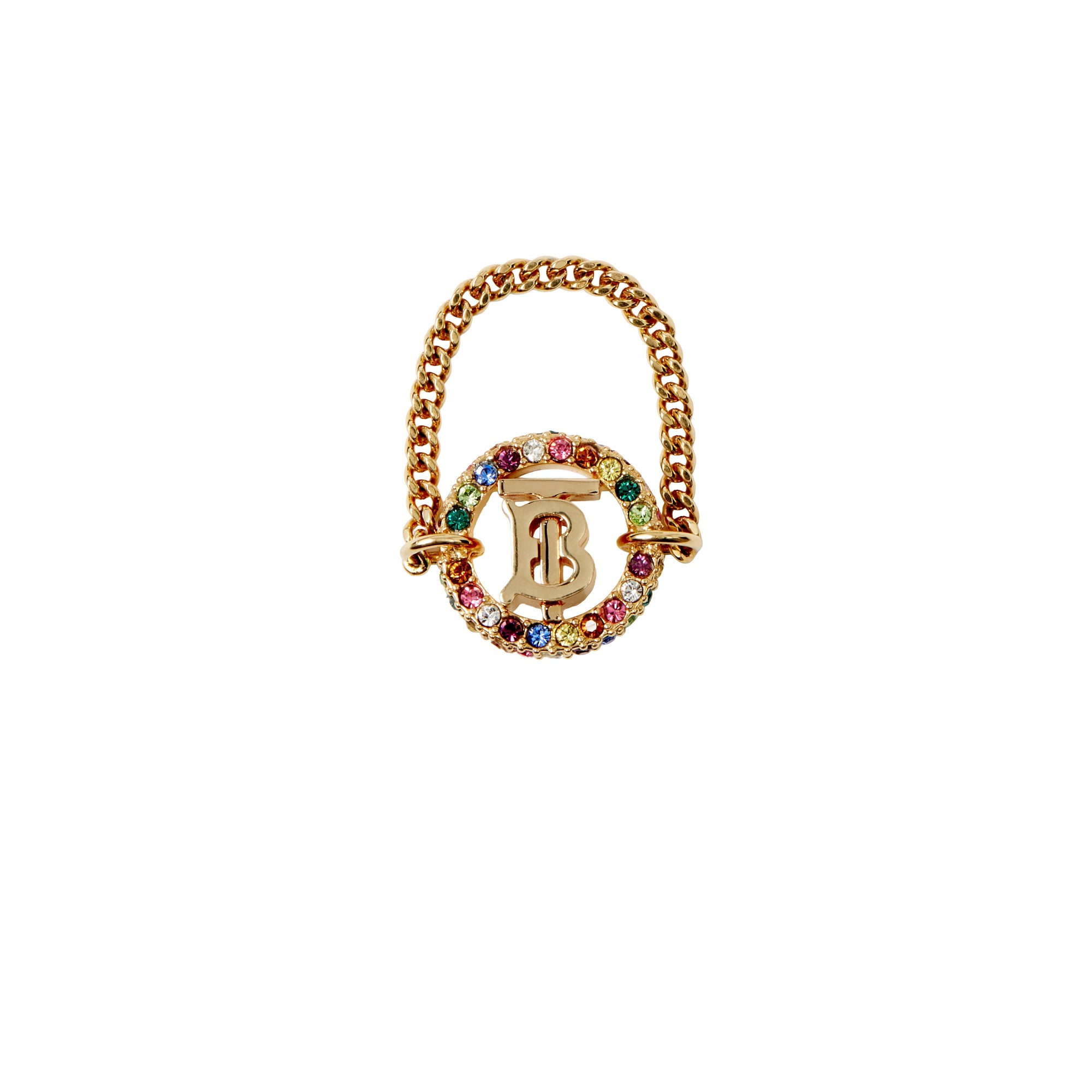 6 qty Bague à maillons et motif monogramme - Light Gold & Multicolor