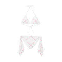 Stretch triangle bikini with Check pattern - Bubblegum