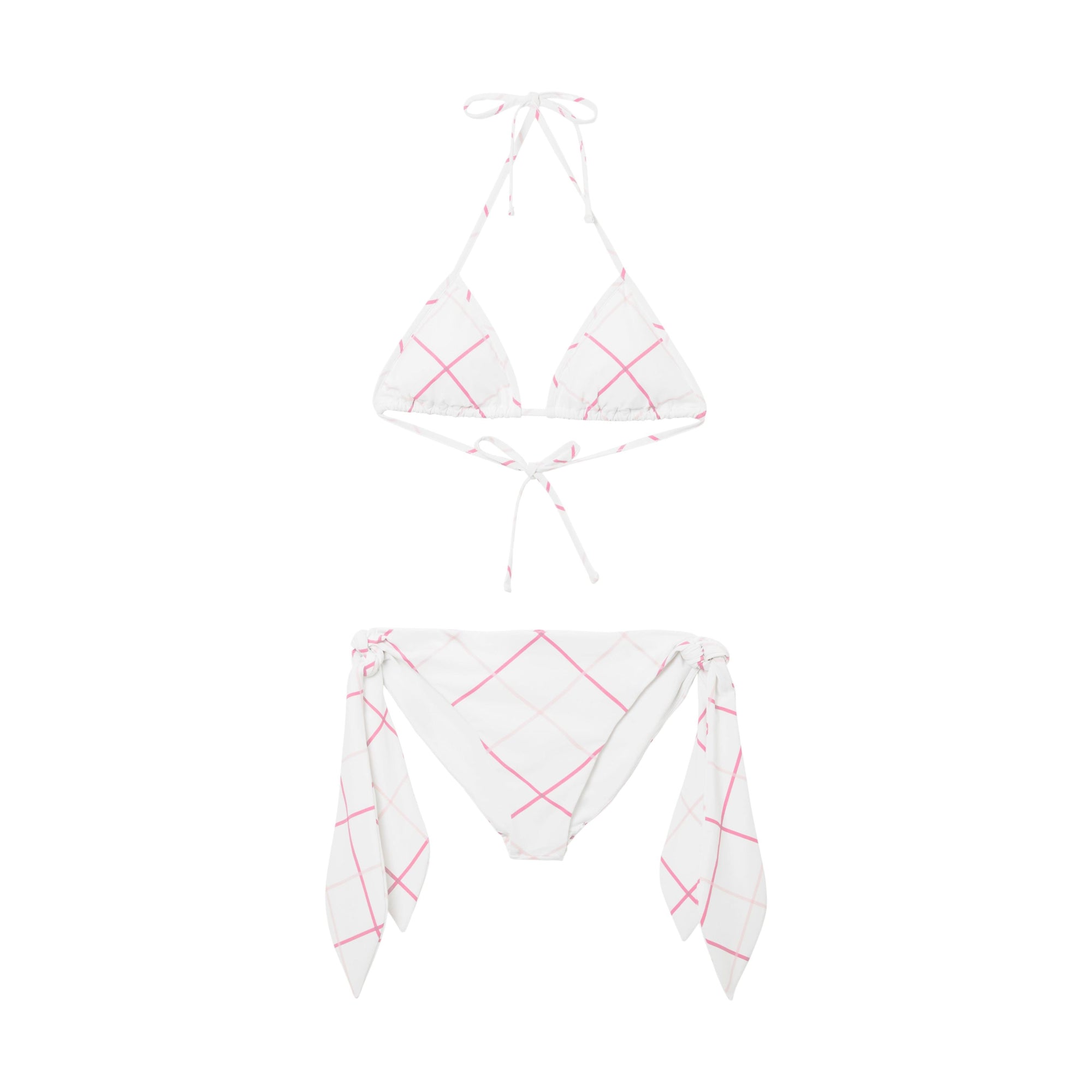 Stretch triangle bikini with Check pattern - Bubblegum