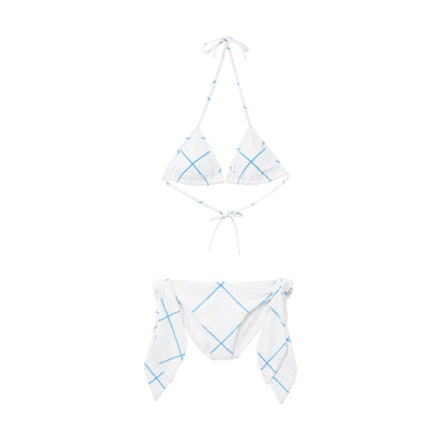 Bikini triangle stretch à motif Check - Cerulean Blue