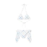 123 qty Bikini triangle stretch à motif check - Cerulean Blue