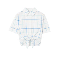 16 qty Chemise courte à motif check - Cerulean Blue