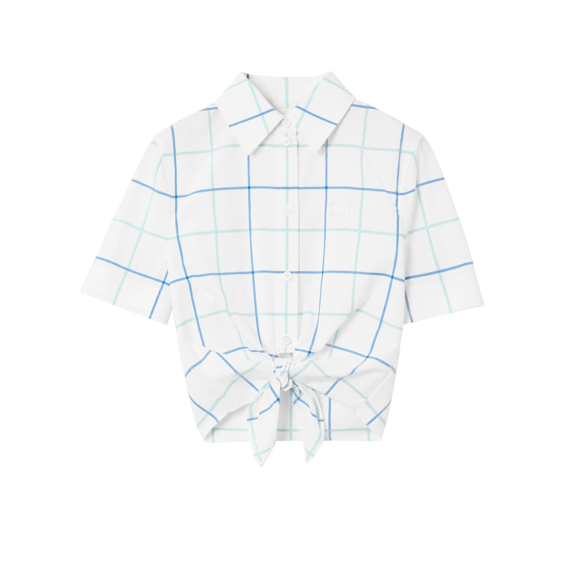 16 qty Chemise courte à motif check - Cerulean Blue