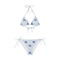 Monogrammed triangle bikini with Cavalier emblem - Navy pattern