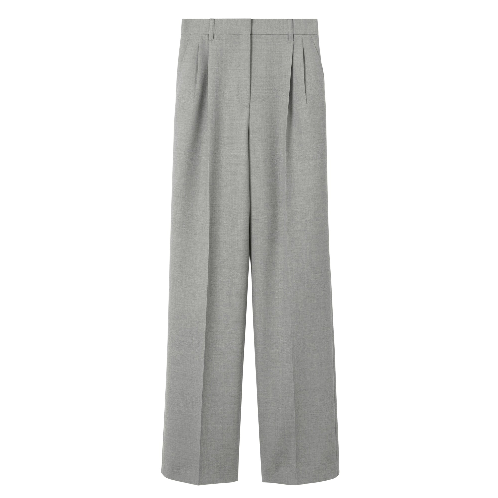 15 qty Pantalon ample en laine - Light Grey Melange