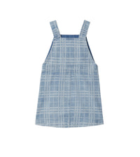 2 qty Robe tablier en denim à motif check - Pale Blue Check