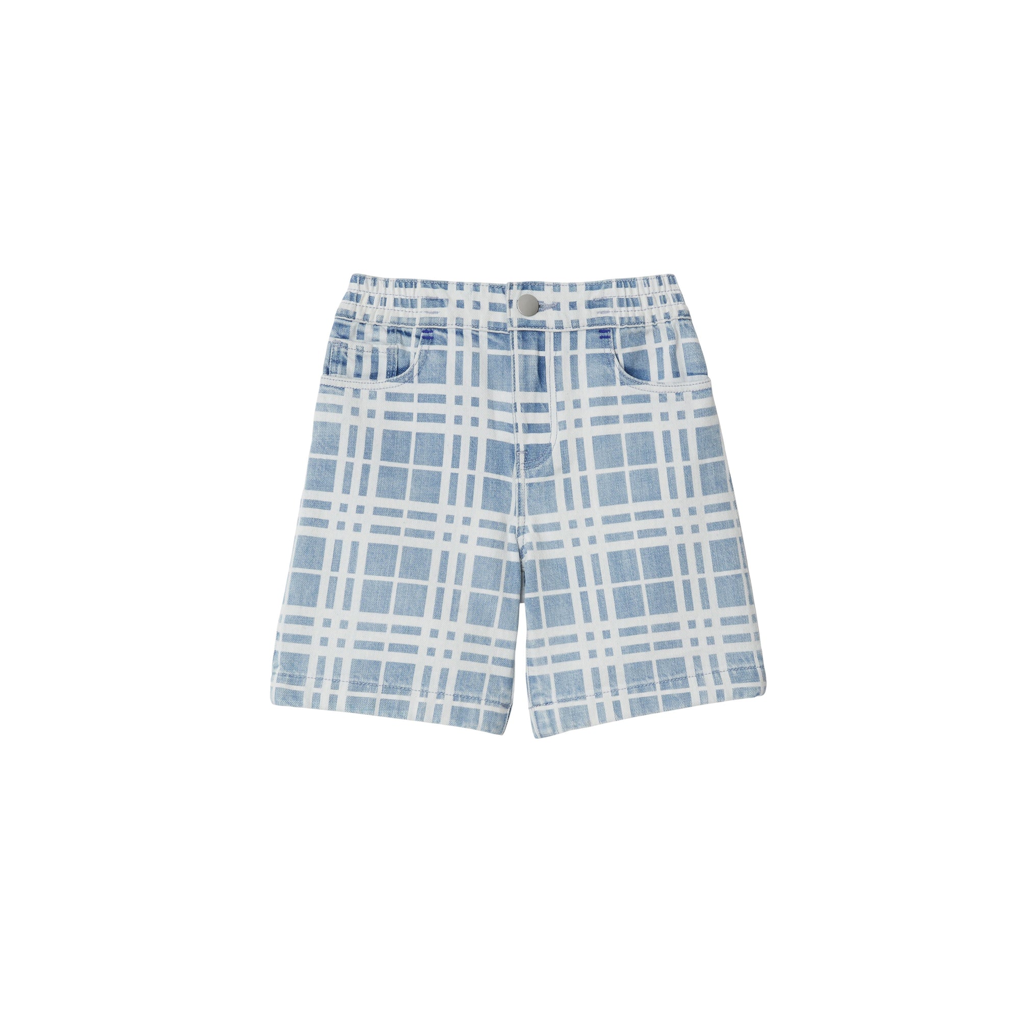 1 qty Short en denim à motif check - Pale Blue Check