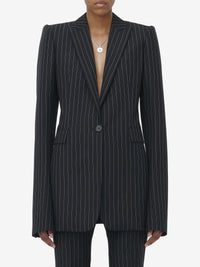 Blazer à rayures en laine - Black & White